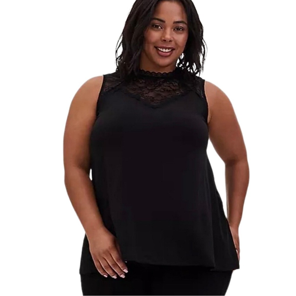 Torrid Lace Mock Neck Sleeveless Blouse Womens 2 2X Romantic Goth Victorian Chic